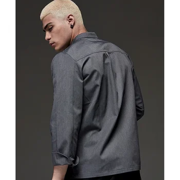 Shop Jacket Unisex High Waiter Work Cooking Uniform Quality Cafe Bakery Chef Long Restaurant Sleeve Shirt Kitchen Barber