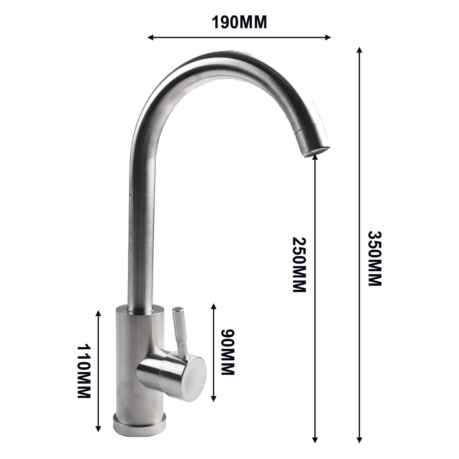 

Kitchen Faucet Cold And Hot Mixer Tap 304 Stainless Steel 360 ° Free Rotation Water Tap Deck Mounted Bathtub Sink Faucet