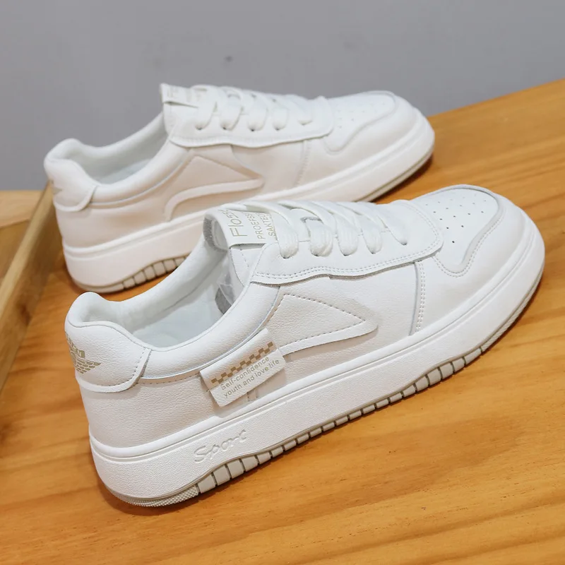 

35-40 Womens Skateboarding Shoes Female Spring Summer Flat Heel Cow Split Leather Lace-up Solid Fashion Ladies Footwear Hw45