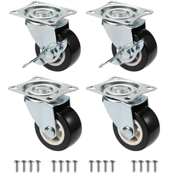Set of 4 Durable Soundless 360° Swivel Furniture Casters - 2 inch (Brake And Swivel)