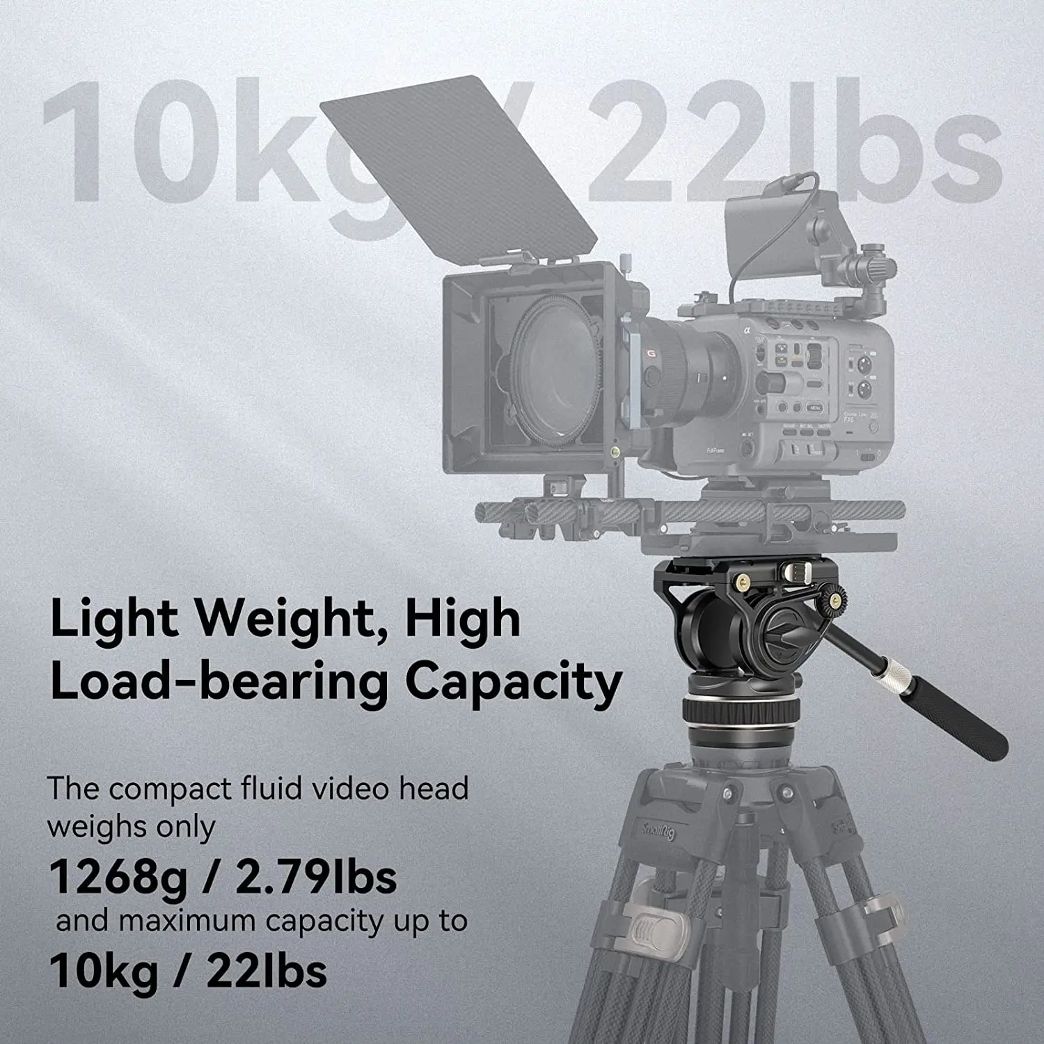 DH10 Heavy Duty Tripod Fluid Video Head with Flat Base Adjustable Handle for Ma