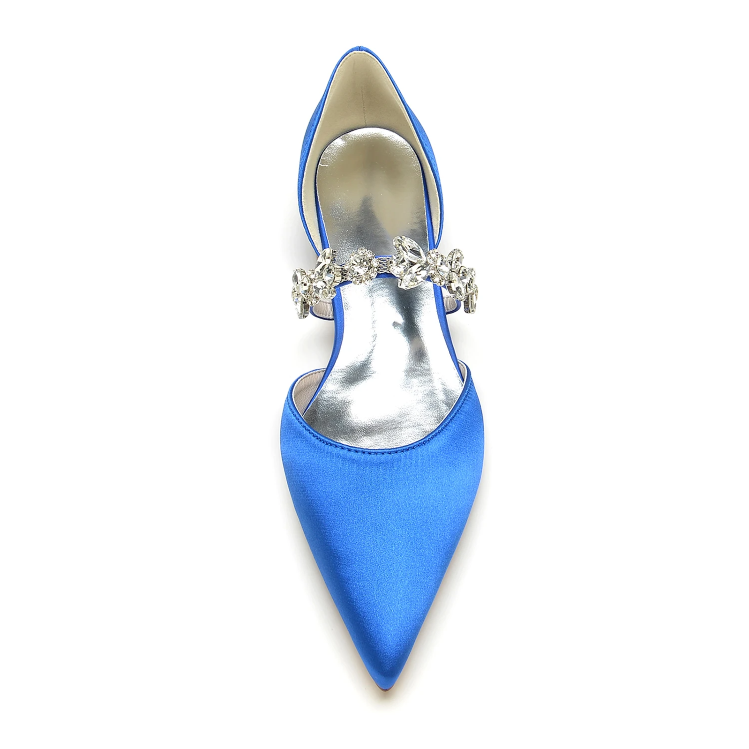 Elegant Lady Pointed toe Satin Evening Dress Flats D'orsay with Flower Crystal Strap Bridal Wedding Prom Dance Shoes Sandals 5