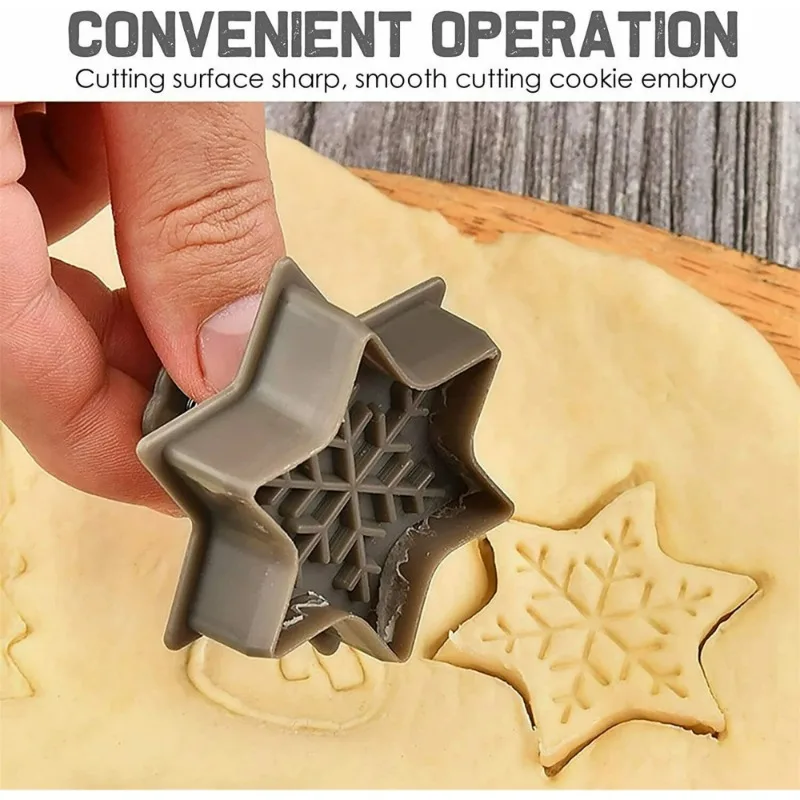 Christmas Cookie Cutter Set Snowflake Snowman Santa Tree Shapes with Plunger for Holiday Baking Festive Cookie Decorating Kit