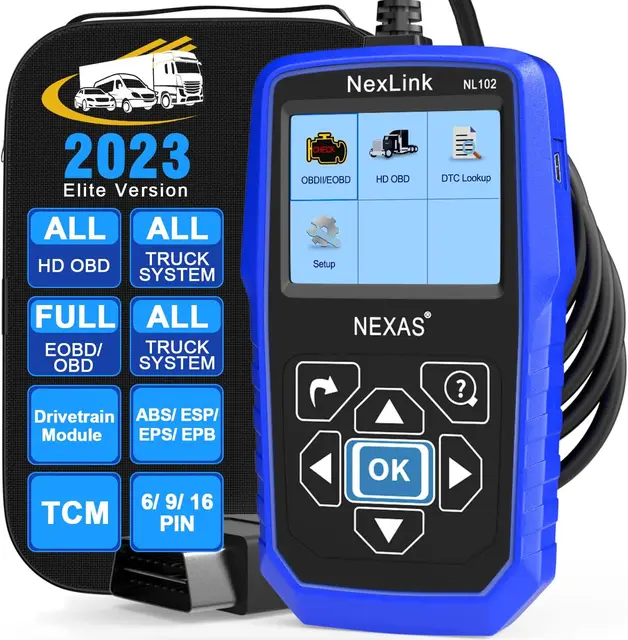 Duty Truck Scanner NL102 Elite OBD EOBD HDOBD All System Diesel Diagnostic Scan Tool with Engine DPF ABS EPS SPN Transmission Dr