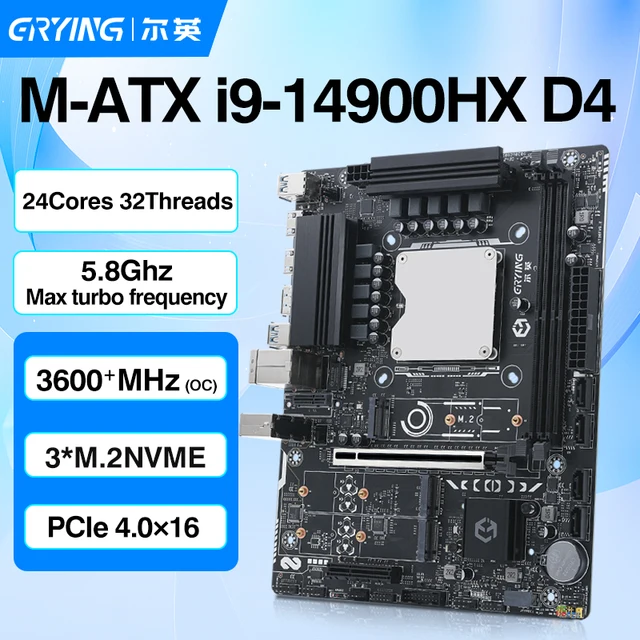 ERYING bricolage ordinateur de jeu carte mère CPU Combo Core Interposer Kit i9 14900HX 24C32T processeur DDR4 RAM Placa mãe LGA 1151 2