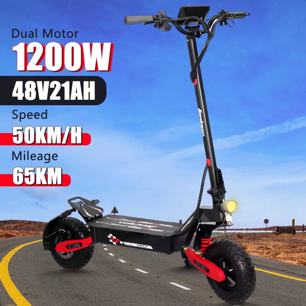 New electric scooter 1200w motor fast 50km/h 48v battery long range 65km LED display 11 inch adult off-road electric scooter electric scooter
