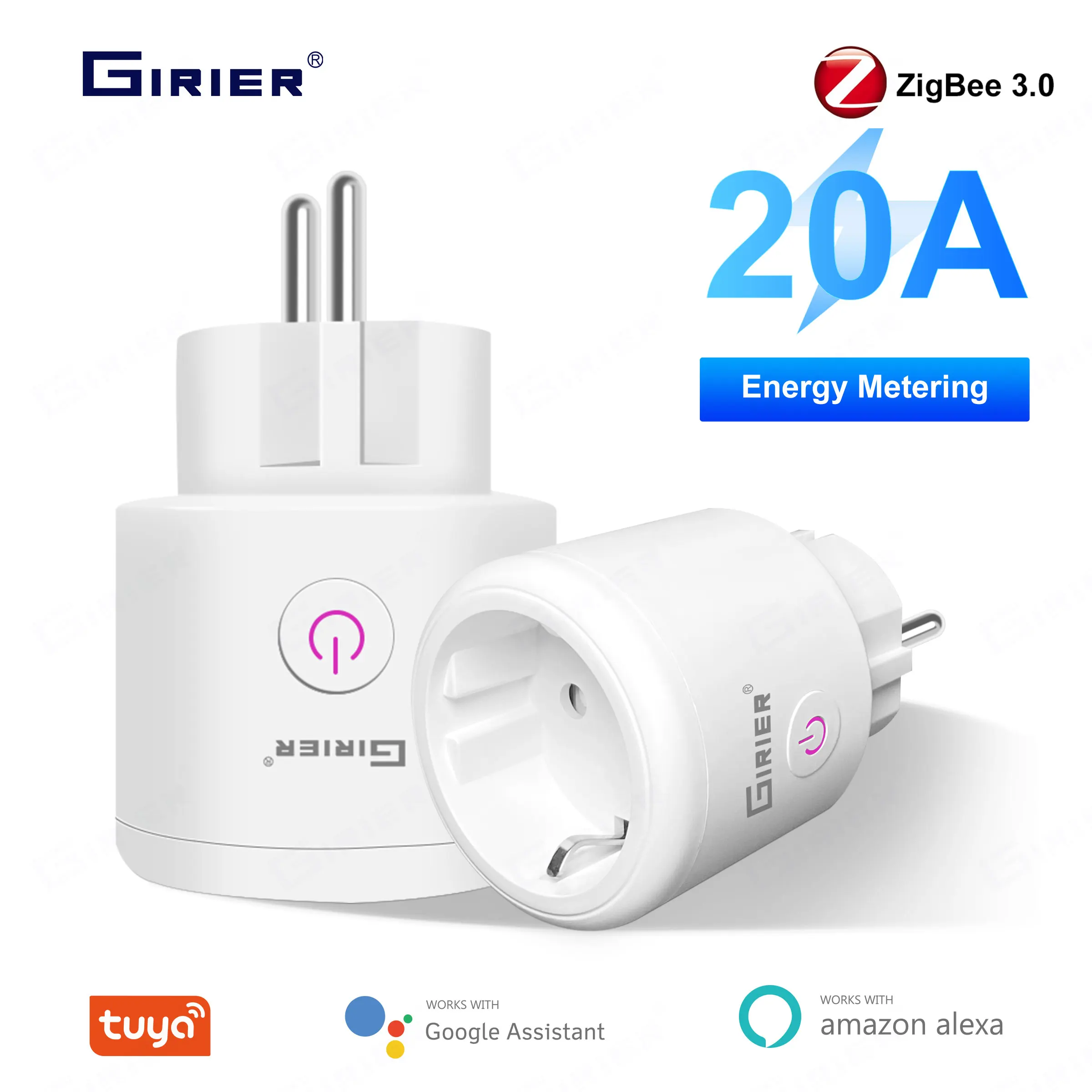 ปลั๊กไฟอัจฉริยะ GIRIER Tuya ZigBee 20A สำหรับบ้านอัจฉริยะ รองรับมาตรฐาน EU 4200W พร้อมฟังก์ชั่นตรวจสอบพลังงาน ใช้งานร่วมกับ Alexa และ Google Home ได้ 1