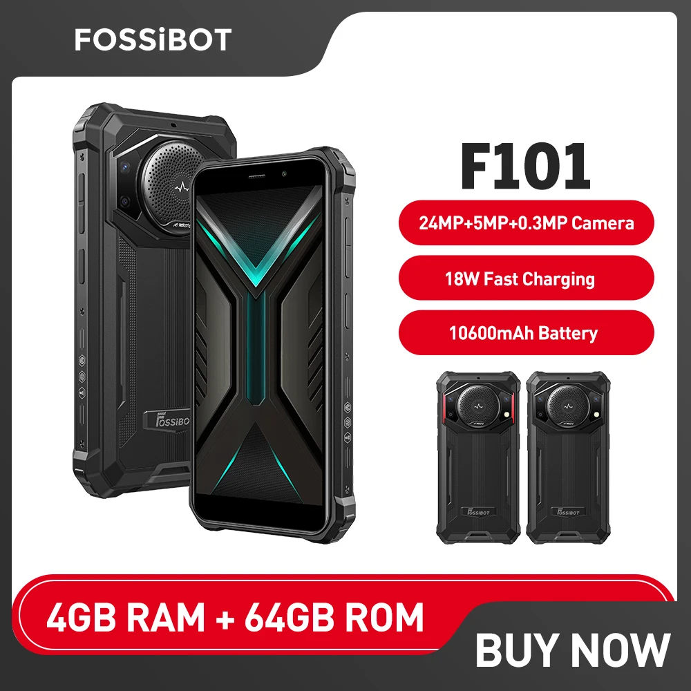 

FOSSiBOT F101 Global Version Rugged Smartphone 4GB RAM 64GB ROM 5.45 inch 10600mAh Waterproof Android Mobile Phone 24MP Camera