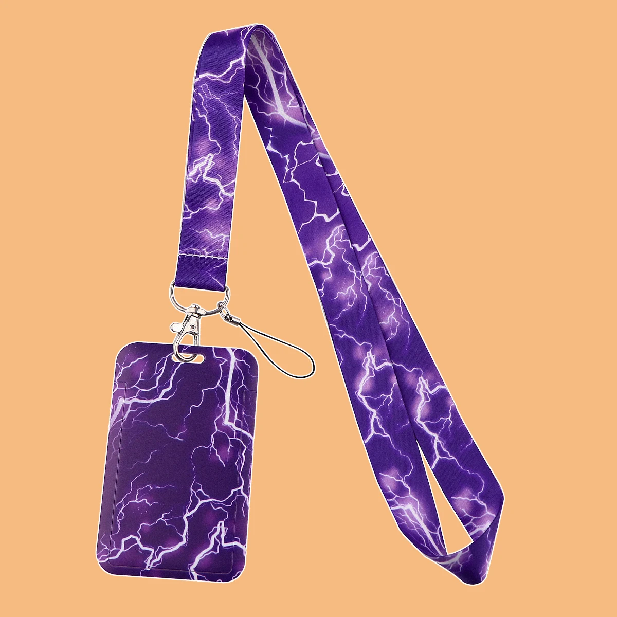 Lightning Printing Lanyard Purple Neck Strap for Key ID Card Cellphone Straps Badge Holder DIY Hanging Rope Phone Accessories