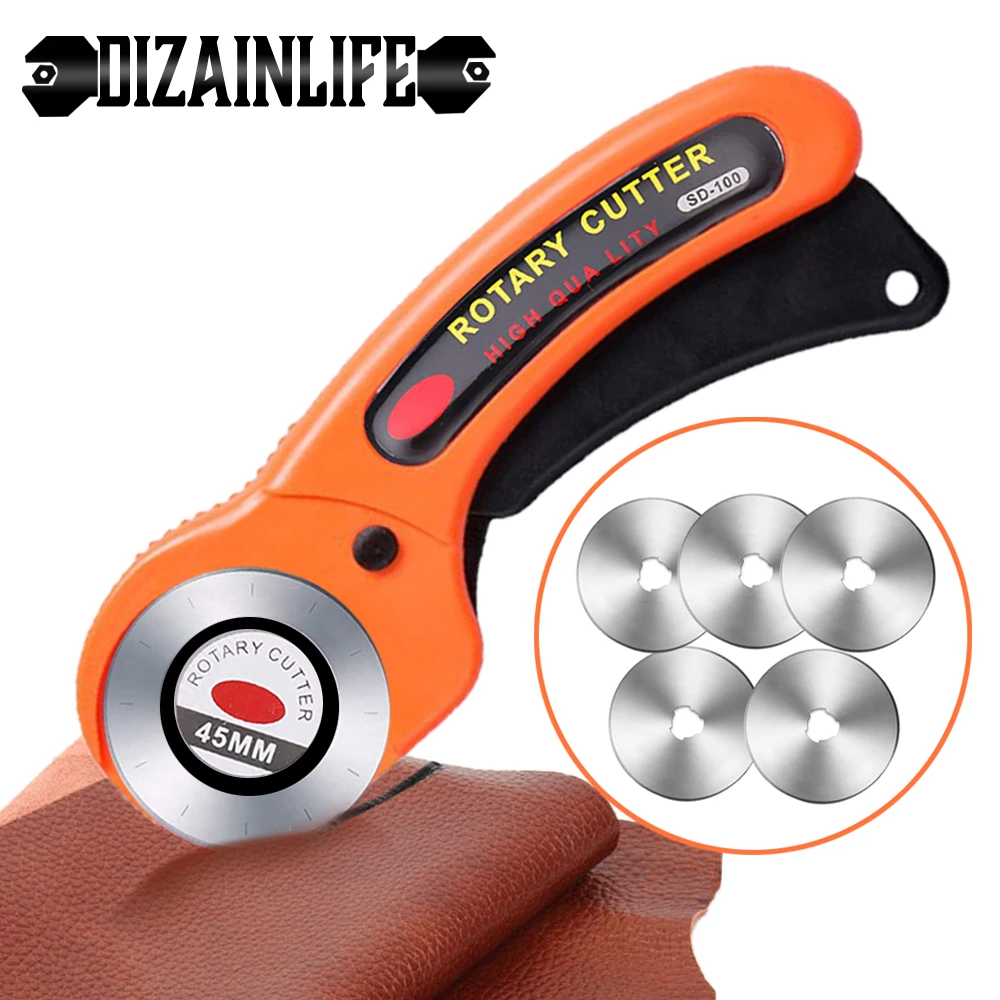 45mm Rotary Cutter Sewing Quilters Fabric Leather Cutting Tool+10*Scale Blades l 45mm Rotary Cutter Sewing Quilters Fabric Leather Cutting Tool+10*Scale Blades l