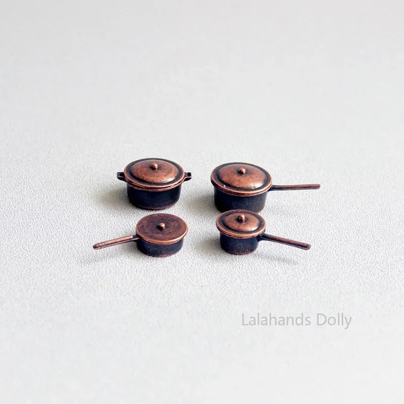 Dollhouse Mini Metal Pot Kitchenware Food Play Model Set for Dollhouse Furniture Decor Accessories 4
