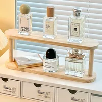 Wooden Storage Shelf 2-Tiers Desktop Organizer Shelves Desk Perfume Display Rack Desktop Dressing Table Cosmetics Storage Rack 1