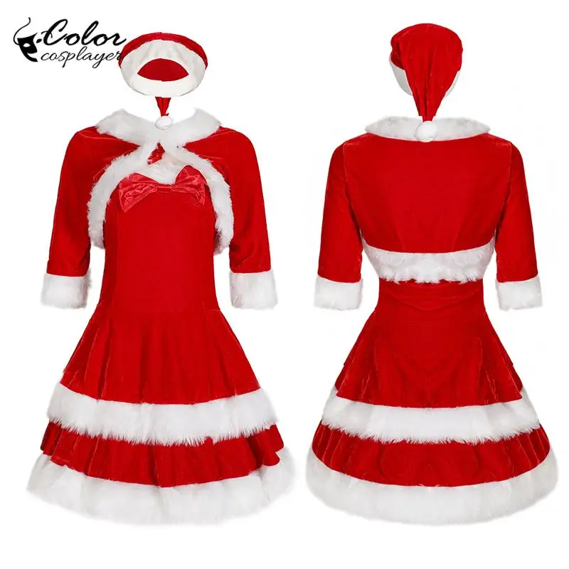 

Color Cosplayer Red Xmas Dress Suit for Women Disguise Christmas Girl Cospaly Costume Adult Carnival Clothing Fantasia Set