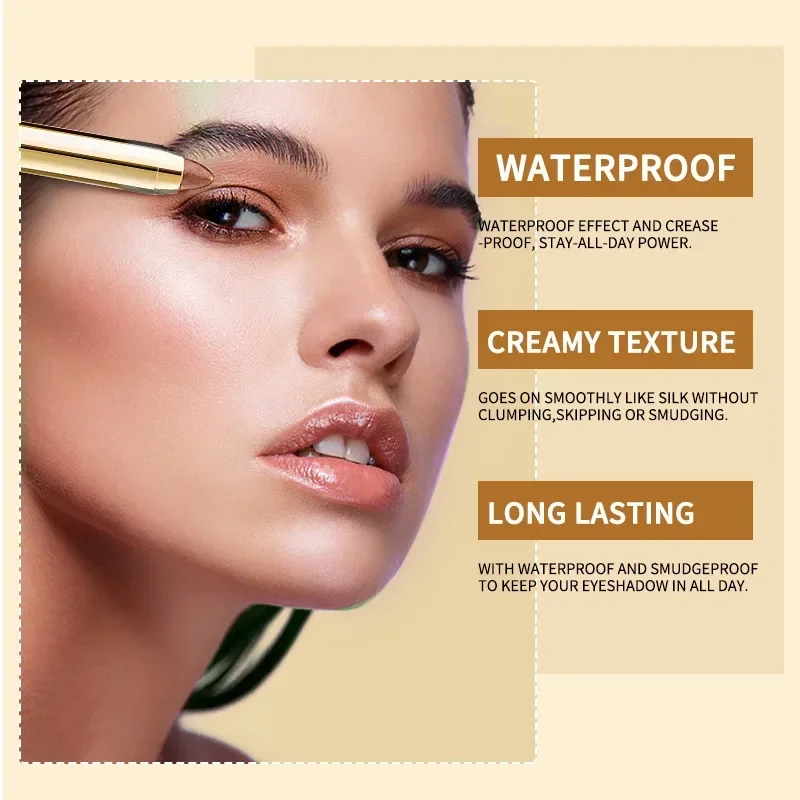 Double-Ended Eyeshadow Stick 6 Colors Waterproof Long-Lasting Matte Glitter Contour Highlight Certified Unisex
