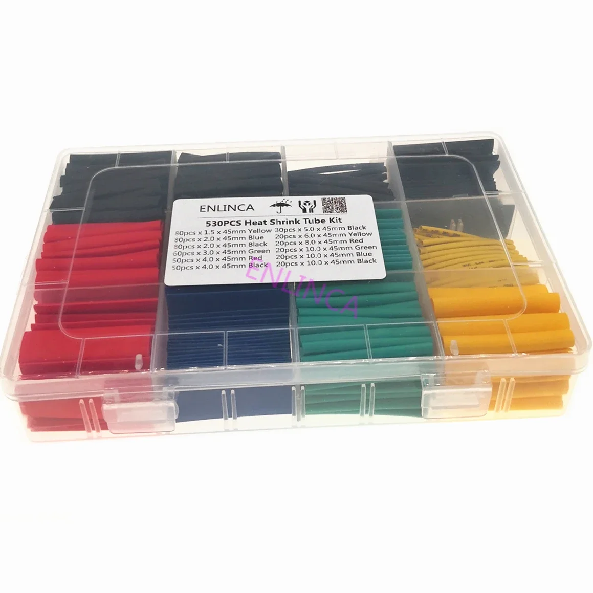 Polyolefin Shrinking Heat Shrink Tube Wire Cable Insulated Sleeving Tubing Set 2:1 Waterproof Pipe Sleeve 530pcs/Set