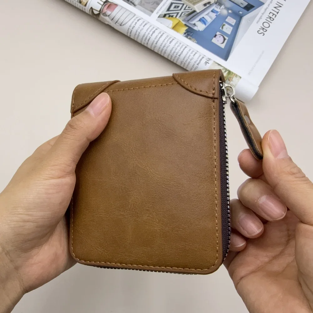 카드 홀더 지갑 안전한 접이식 지갑 남성용 지퍼 지갑 일상 사용을 위한 클래식 지갑 그를 위한 특별한 날 선물