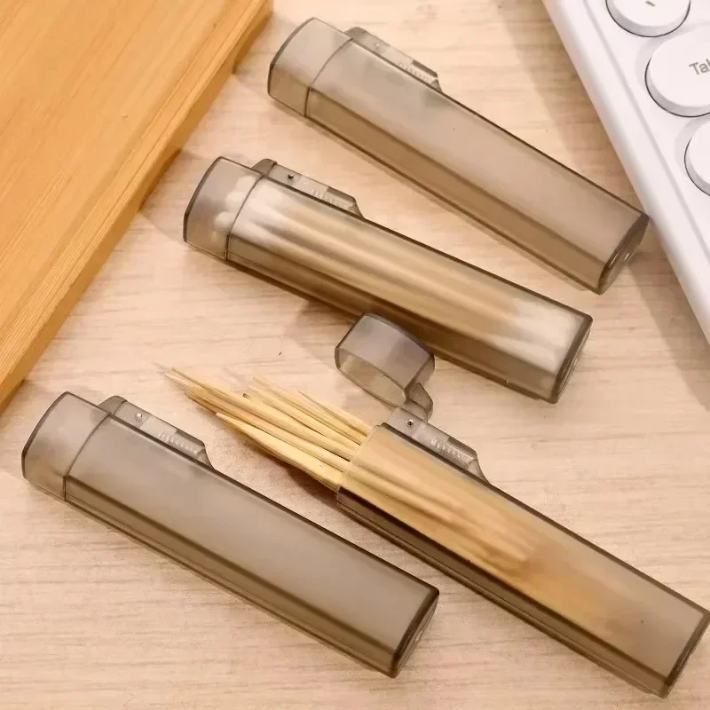 Portable Transparent Toothpick Holder Reusable Toothpick Storage Box Cotton Swab Case Needle Cases Restaurant Supplies 10/5PCS