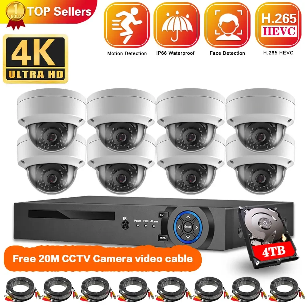 

8CH 4K AHD DVR Kit Face Detection 8MP AHD CCTV Camera System Set Outdoor Waterproof Bullet Camera Security Surveillance Kit 4CH