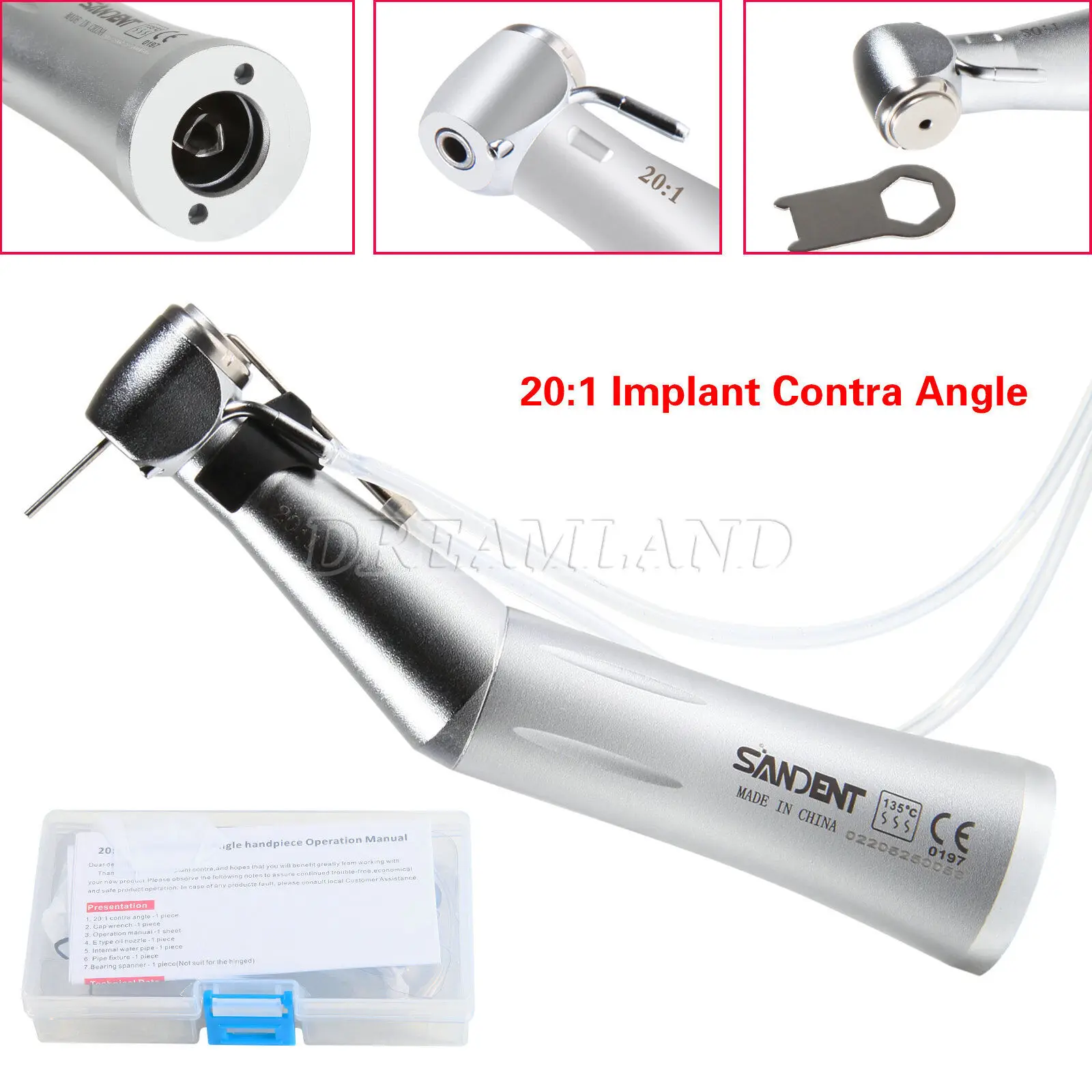 

For NSK Dental 20:1 Reduction Implant Surgical Low Speed Contra Angle Handpiece SG20