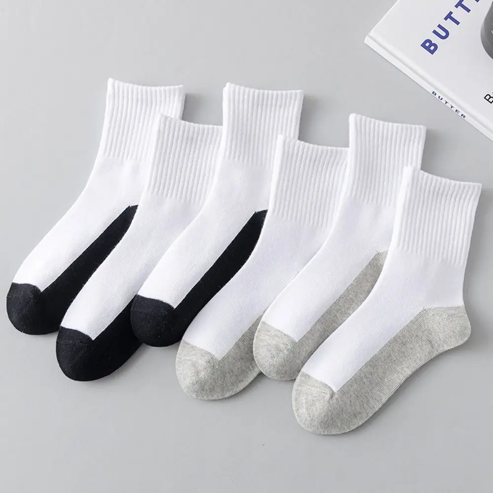 1 pair Grey Black Sole Children White Socks Solid Color Baby Hosiery Sport Socks Cloth Accessories Absorbing Sweat Spring