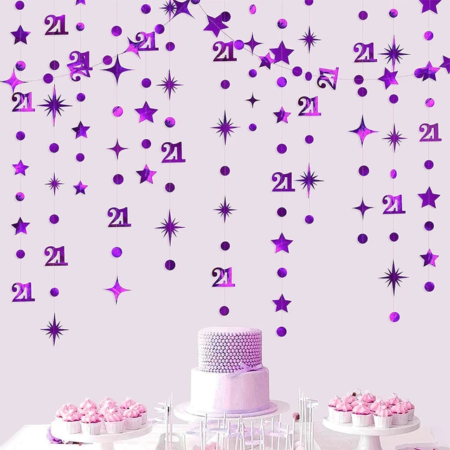 Purple Girls Boys 21st Birthday Streamers Bunting Banners Finally Legal  Party Decor 21th Circle Dots Twinkle Star Paper Garlands - AliExpress