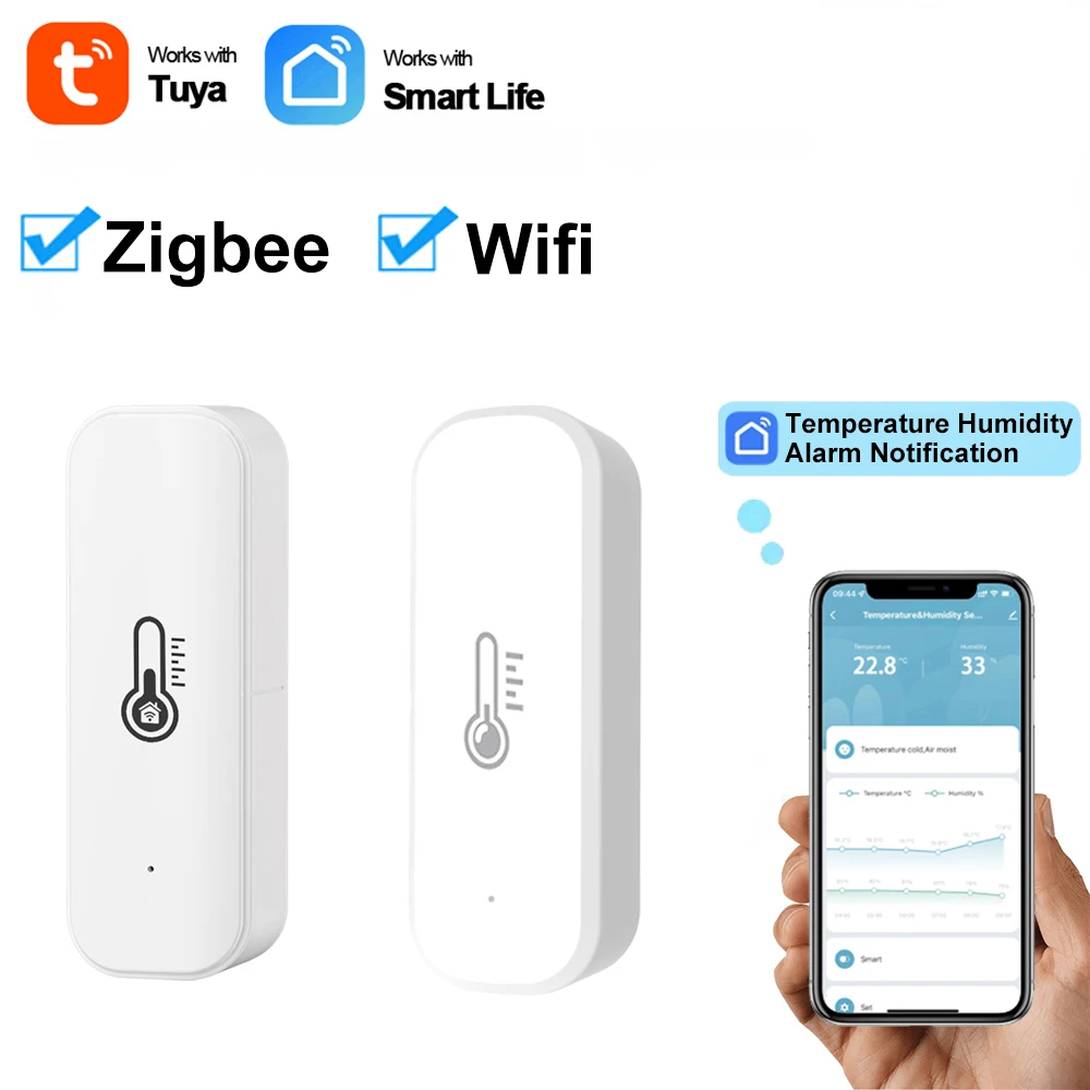 Tuya WIFI Zigbee Temperature and Humidity Sensor Indoor Hygrometer Controller Smart Home APP Monitoring for Alexa Google Home temperature humidity sensor temperature humidity meter