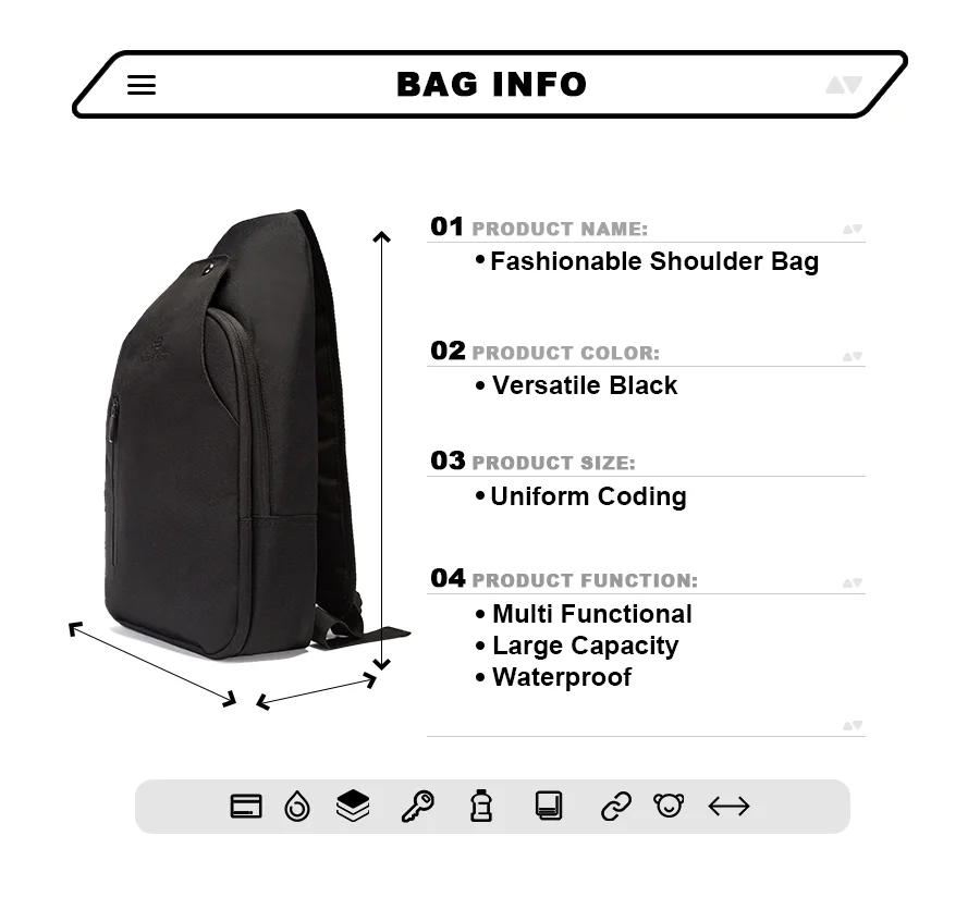 Baasploa Herren-Umhängetasche, modisch, wasserdicht, großes Fassungsvermögen, Outdoor-Sport, Wandern, Brusttasche, Rucksack mit mehreren Taschen, Umhängetasche – Detail 2