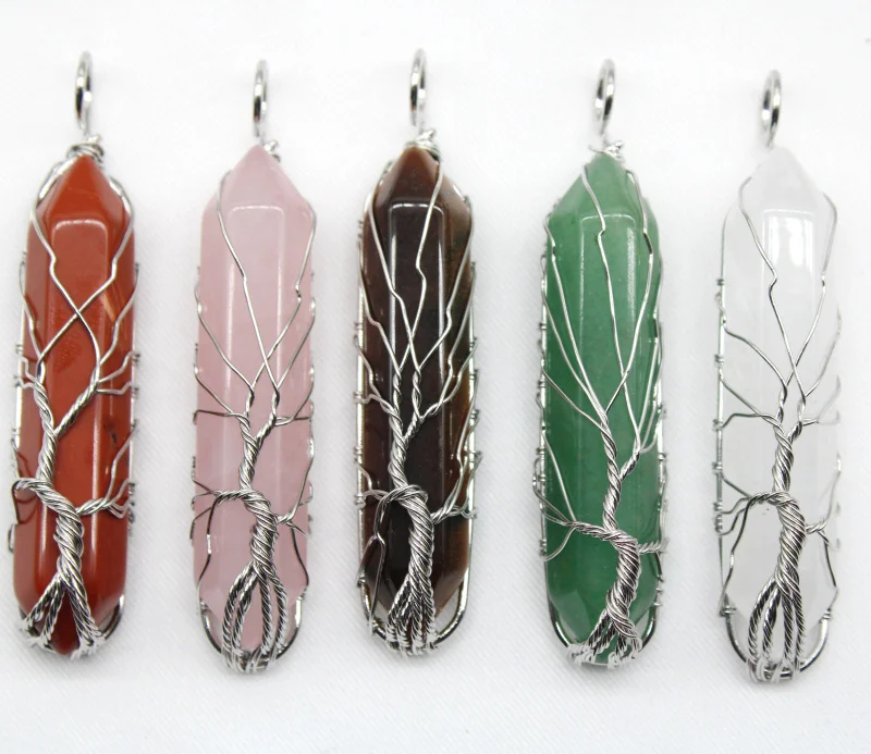 

Подвеска из кристаллов и камня, подвески из натурального кристалла, шестигранные серебряные цвета, ювелирное изделие из кварца для женщин и мужчин, сделай сам