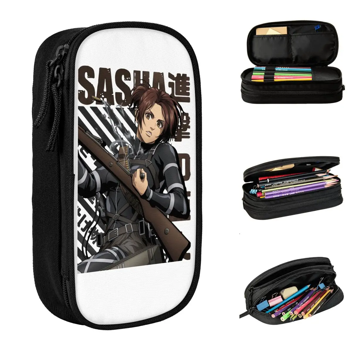 

Чехол для карандашей shкруги «No Kyojin Sasha», чехол для карандашей с милым держателем для ручек, школьные принадлежности для девушек и мальчиков, большой чехол для хранения