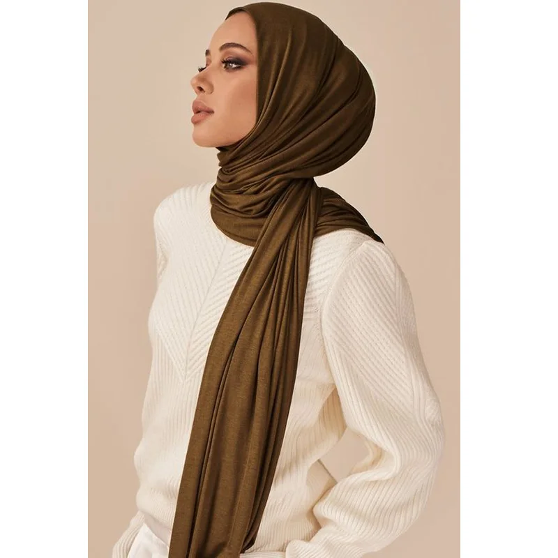 وشاح حجاب قطن جيرسيه ناعم للنساء 170x60 سم 3