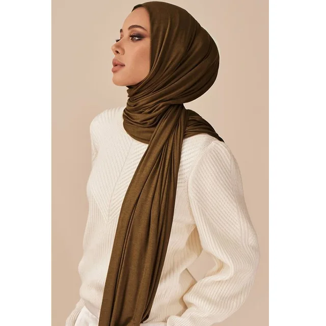 وشاح حجاب قطن جيرسيه ناعم للنساء 170x60 سم 3