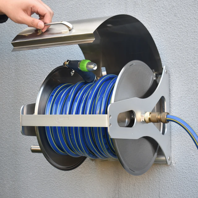 new products Plastic metal, garden hose reel free standing hose