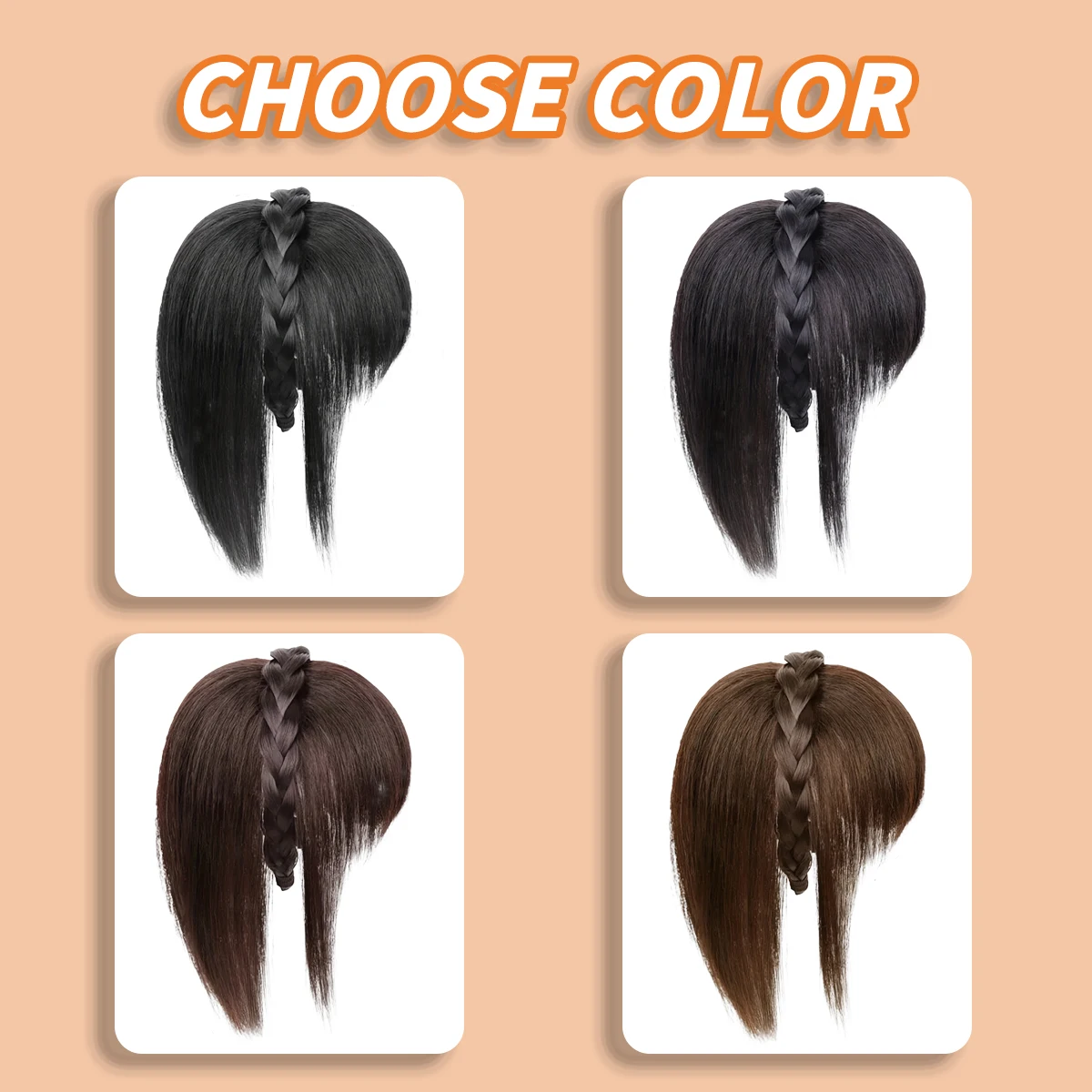 Synthetic Hair Topper With Headband Hair Bangs 3D Hair Bangs Synthetic Hair Clip In Hair Extensions For Daily Use Hair Accessori