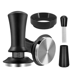 Premium Stainless Steel Coffee Tamper and Stirrer Set - Espresso Barista Essentials - 51mm (Black-3Pcs)
