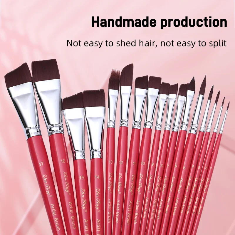 17 Pcs Body Pinting Face Body Art Paint Professional Wooden Handle Paint Brushe Set Portable with Storage Box Watercolor Brushes 3