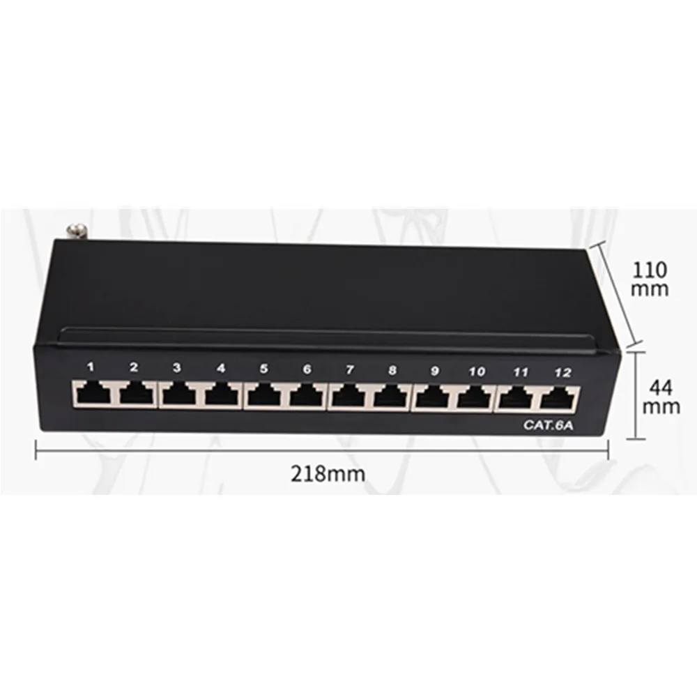 Painel de Remendo de Rede Cat Rj45 Rede 12-port Mini Desktop Painel de Remendo Completo Blindado Montagem Keystone Jack para Montagem na Parede Cabos de computador e conectores - Imagem 2