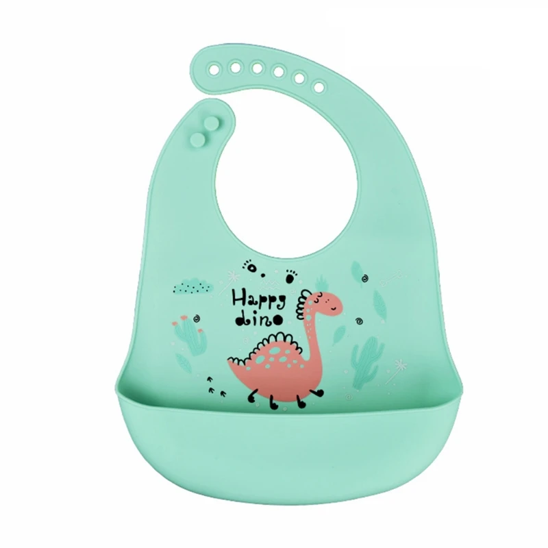 Children's Finger Toothbrush Cartoon Waterproof Soft Silicone Baby Bibs Adjustable Toddler Feeding Food Catcher Roll up Pocket Feeding Stuff Apron accessoriesdoll baby accessories