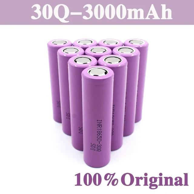 INR18650 Battery 3.7V 3000mAh INR18650 30Q Li-ion Rechargeable