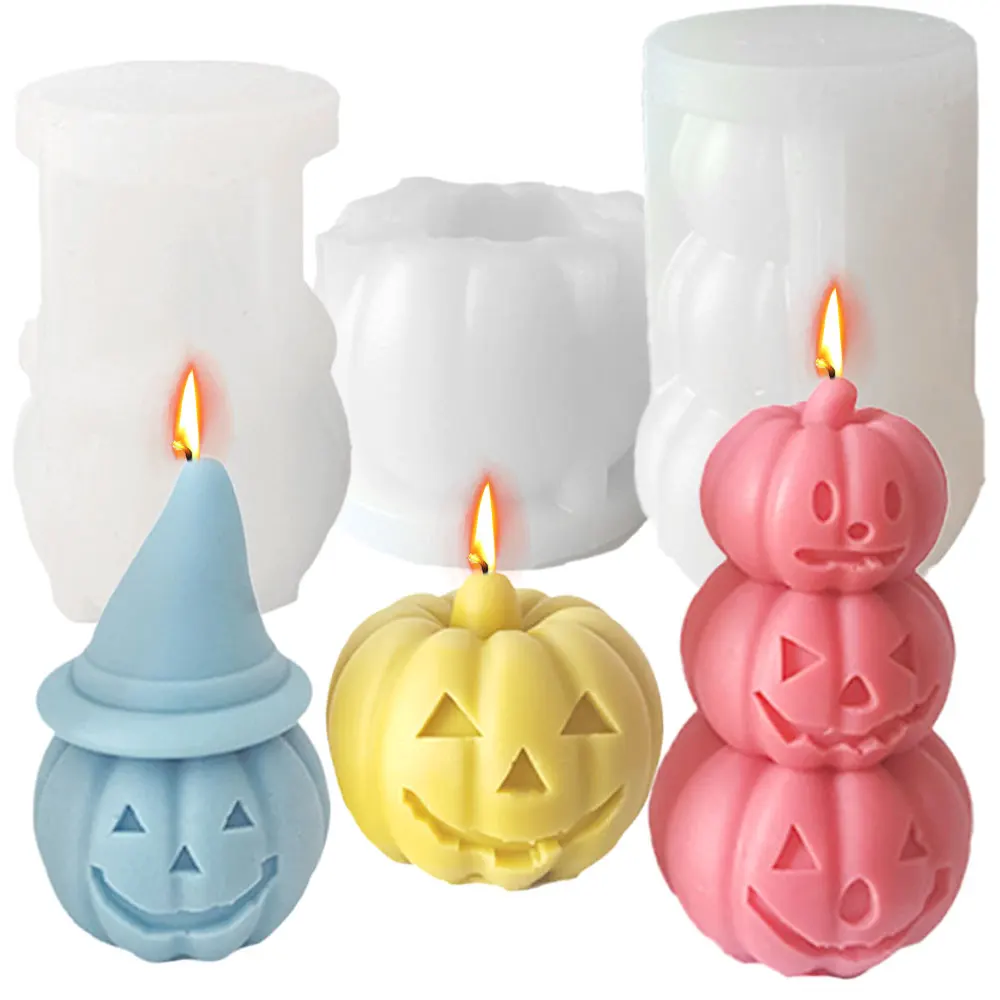 3 Layer Expression Pumpkin Candle Making Set Halloween Witch Hat Cushaw  Resin Silicone Mold Squash Party Chocolate Plaster Decor - AliExpress