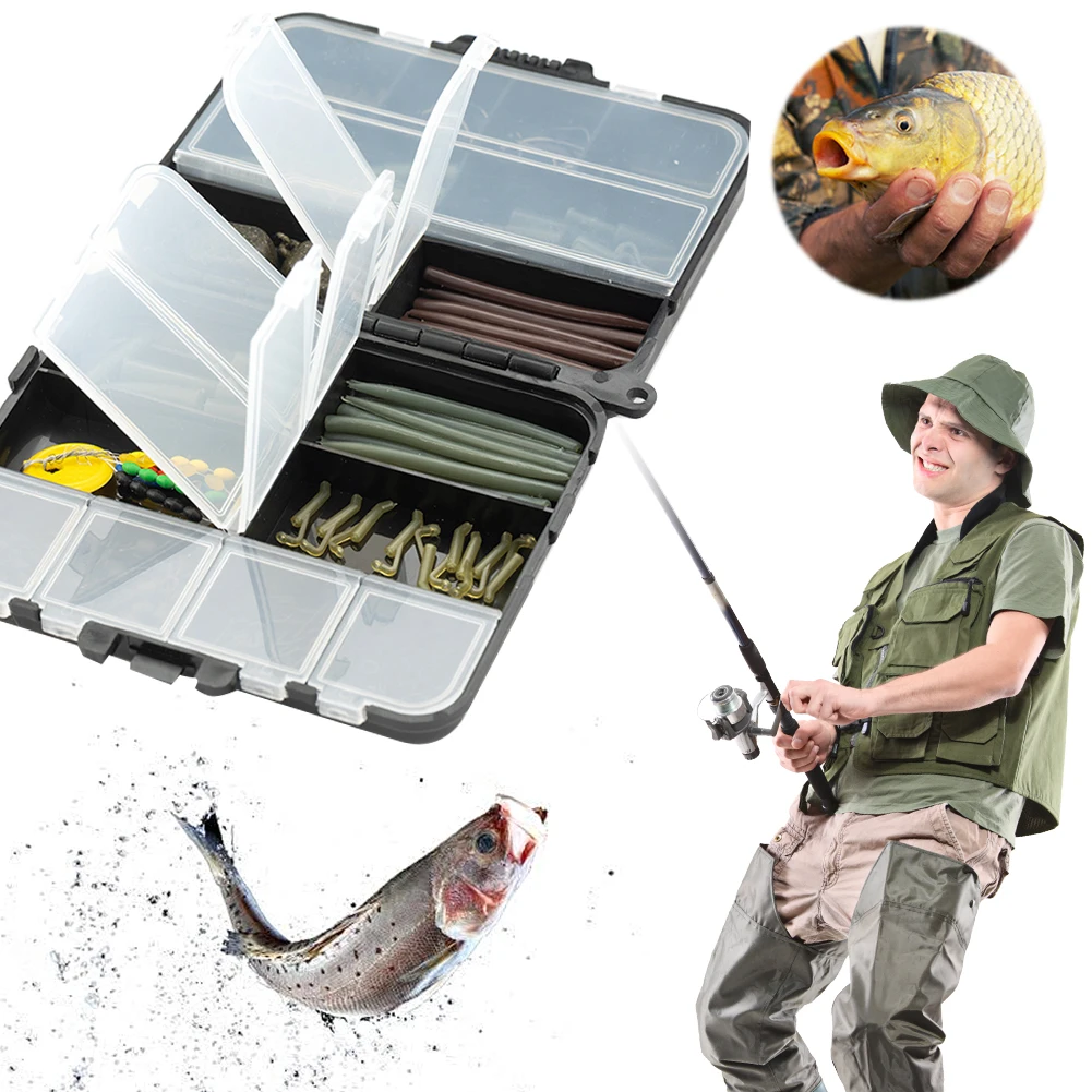 217Pcs Carp Fishing Accessories Set Clip Quick Change Snap Swivel Tail Sleeves Carp Fishing Kit for Carp Rig