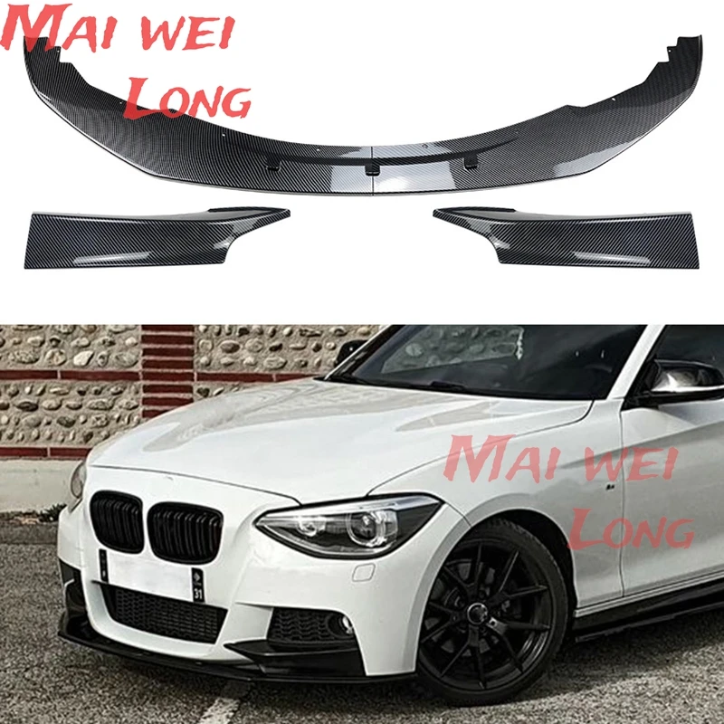 

2012 To 2014 For BMW 1 Series F20 F21 M Sport Style Canard Cover Trim Splitter Front Bumper Lip Spoiler Gloss Black Carbon Fiber