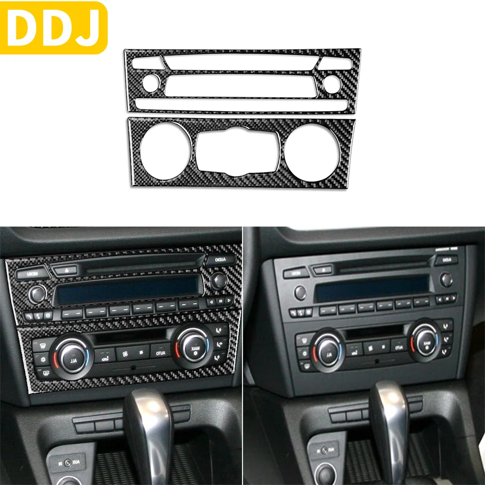 

Real For BMW X1 E84 2013 2014 2015 Accessories Carbon Fiber Interior Center Console Radio Air Conditioning Control Sticker