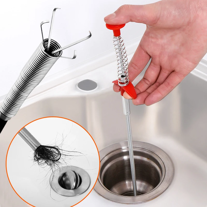 60cm Spring Pipe Dredging Tools, Drain Snake, Drain Cleaner Sticks Clog  Remover Cleaning Household for KitchenBending sink tool - AliExpress