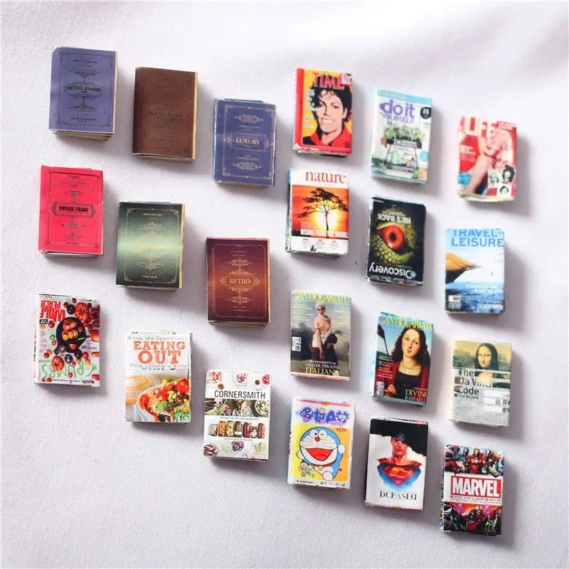 

Mini Books Model Miniature Items Things Dollhouse Furniture Accessories Toys for Barbies Dolls House 1/6 1/12 Ob11 Children Gift