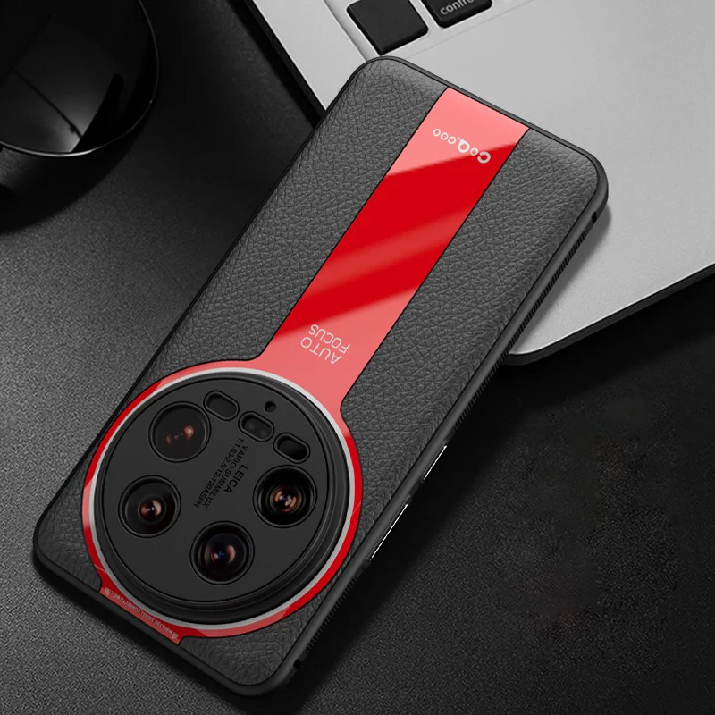 Per Xiaomi Mi 14 Ultra Case Luxury Lichi Leather + Soft Tpu Ultra Thin Lens Protection Slim Matte Cover Per Xiaomi 14 Ultra