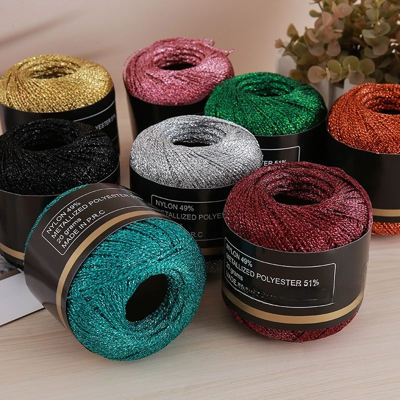 Luxurious Metallic PET Thread - 120 Meters of 2mm Gold & Silver Yarn for Hand Knitting, DIY Crafts, and Decorative Embroidery