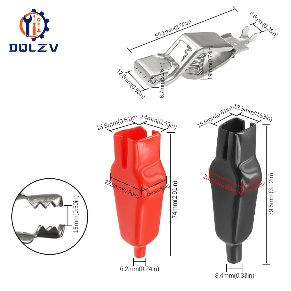 20A Alligator Clips Double-end USB Charging Battery Crocodile Clips for Electrical Jumper Wire Test Clip Red Black 2PCS alligator clips test clip alligator clip adapter