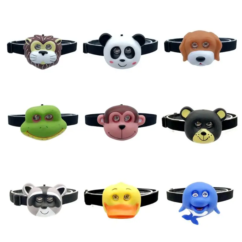 Cute Child's Headlight with Headband Cartoon Animal Headlamp SOS Flashlight Kids Gift Fishing Light | Освещение
