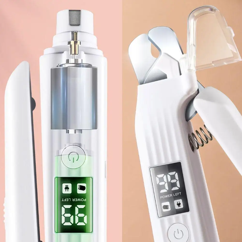 

Электрошлифовальная машинка для ногтей для домашних животных, устройство 2 в 1, двойное освещение, шнур для крови, зарядка через USB, подходит для кошек и собак