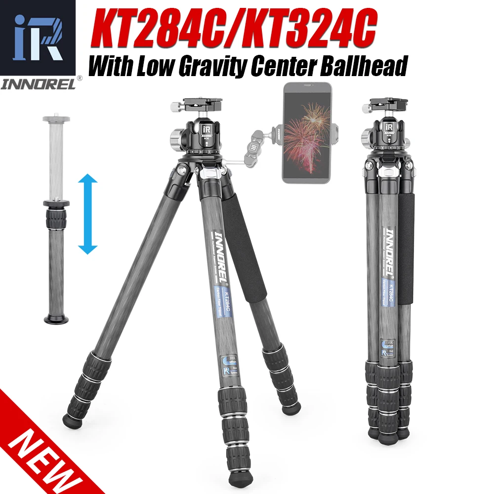 Innorel-プロフェッショナルカーボンファイバー三脚kt284c/324c,低重力 